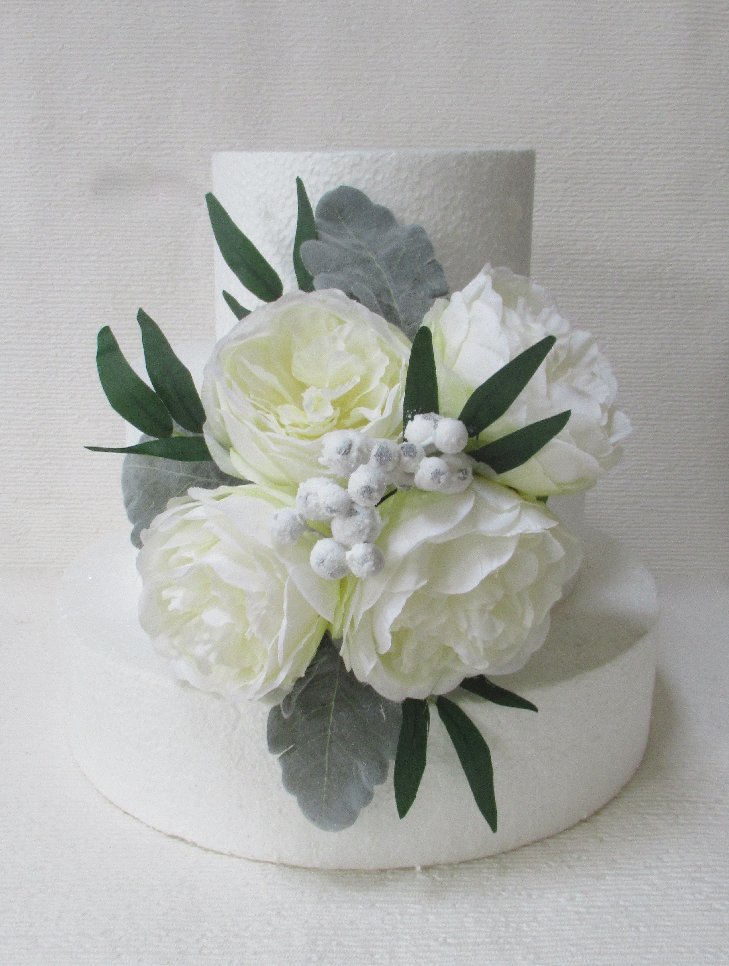 Peony, willow & lambs ear leaves Cake Spray